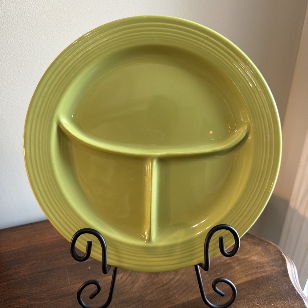 Vintage Fiesta 10½" Compartment Plate* Divided Plate Chartreuse Fiestaware HLC